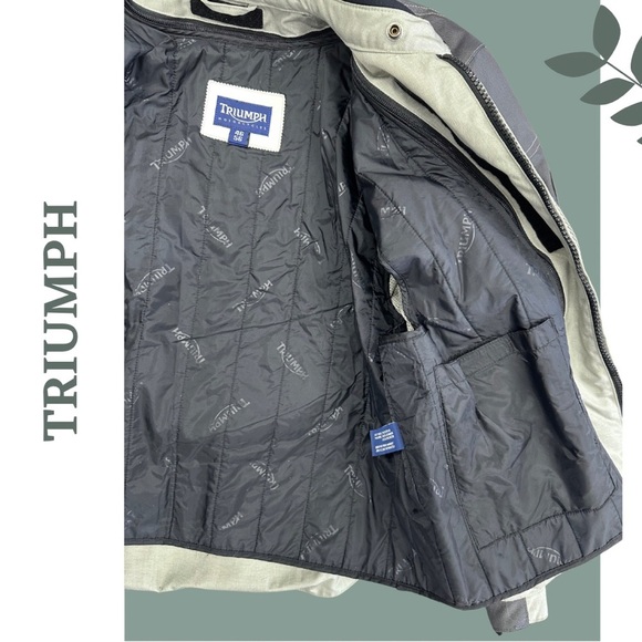Triumph Gray and Black Men's Motorcyle Jacket CE Protectors size Large - Picture 14 of 16